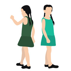  silhouettes of little girl, girlfriends