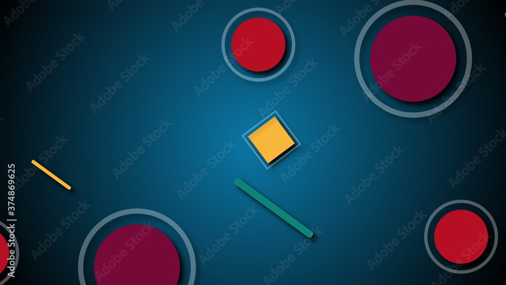 Poster 3d rendering of different colorful shapes. computer generated geometric backdrop