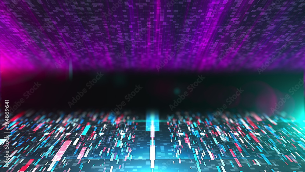 Aufkleber digital abstract technologcal backdrop, computer generated. 3d rendering dynamic information flow.