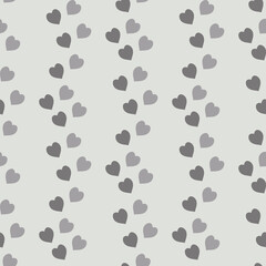 Fototapeta na wymiar Seamless pattern with cozy gray hearts on light gray background. Vector image.
