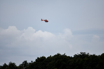 Helicopter flying in the sky