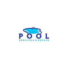 Pool Service and Repair Logo Design Vector