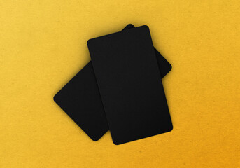 Two Elegant Black Business Card Mockup Template On Bright Paper Background