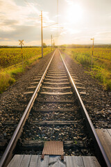 Fototapeta na wymiar Railway perspective in Burgenland