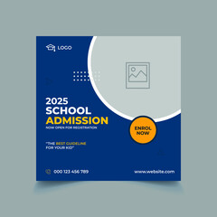 School admission social media post design template