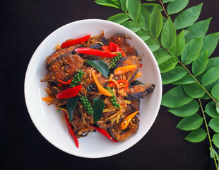 Stir fried of fish thaifood.