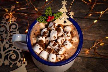 Hot chocolate with Christmas ornaments