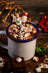 Hot chocolate with Christmas ornaments