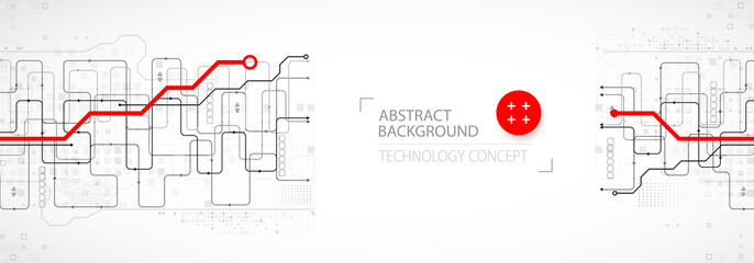 Abstract technology concept. Circuit board, high computer background. Vector illustration with space for content, web - template, business tech presentation.