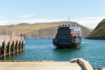 Ferry crossing connecting the continent and Olkhon island
