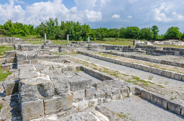 Fototapeta na wymiar Ruins of the palace ensemble in Veliki Preslav, Bulgaria