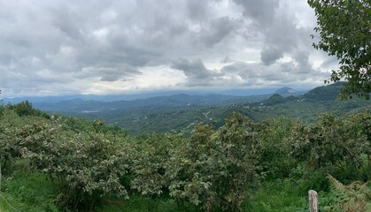 Mountains, villages and hazelnut fields from Black sea region of Turkey, Ordu city