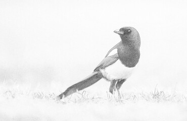 Magpie (Pica pica) - sketch