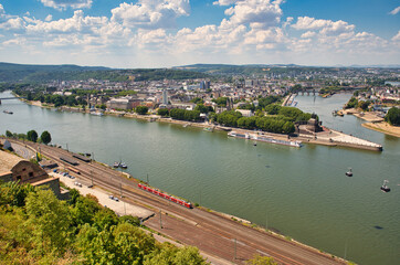 Das Deutsche Eck in Koblenz am Rhein Rheinland Pfalz Deutschland