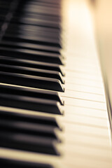 Piano and keyboard piano, Music instrument. Black and white key. side view of instrument musical...