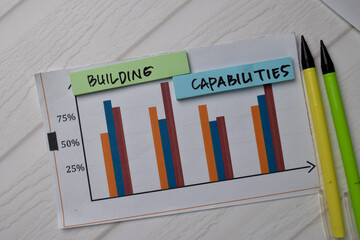 Building Capabilities write on sticky notes with graphic on the paper isolated on office desk.