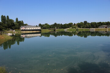 beautiful view and reflection of a lake