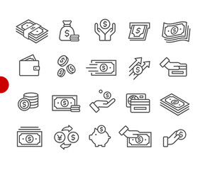 Money Icons // Red Point Series - Vector line icons for your digital or print projects.