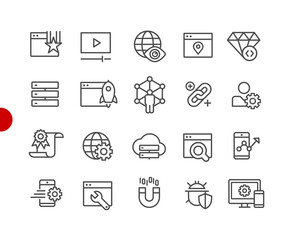 SEO & Digital Marketing Icons 2 of 2 // Red Point Series - Vector line icons for your digital or print projects.