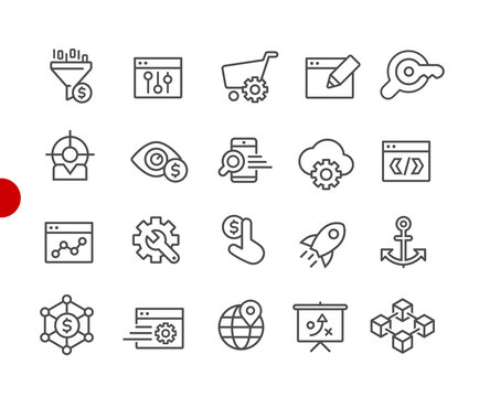 SEO & Digital Marketing Icons 1 of 2 // Red Point Series - Vector line icons for your digital or print projects.