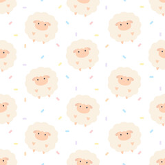 Adorable sheep seamless pattern background