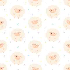 Adorable sheep seamless pattern background