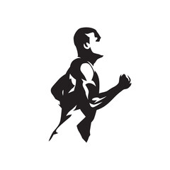 Fototapeta na wymiar Running man, abstract isolated vector silhouette. Run logo