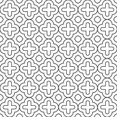 Seamless surface pattern design with quatrefoil figures. Oriental traditional ornament with repeated rounded shapes. Window tracery wallpaper. Grid motif. Digital paper abstract. Vector illustration.