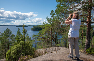 Woman hiking in forest