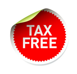 Red vector sticker. Tax free. Vector emblem and logo
