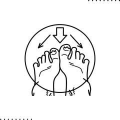 Fungal disease on feet nails vector icon in outline