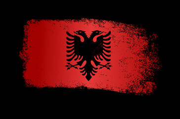Albanian flag with brush paint textured, background, Symbols of Albanian, graphic designer element - Vector - illustration