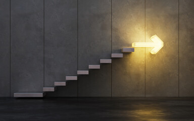 stairs going  upward, 3d rendering - 374883613