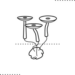 Biotrophs fungi, insect symbiotic with  mushroom vector icon in outline