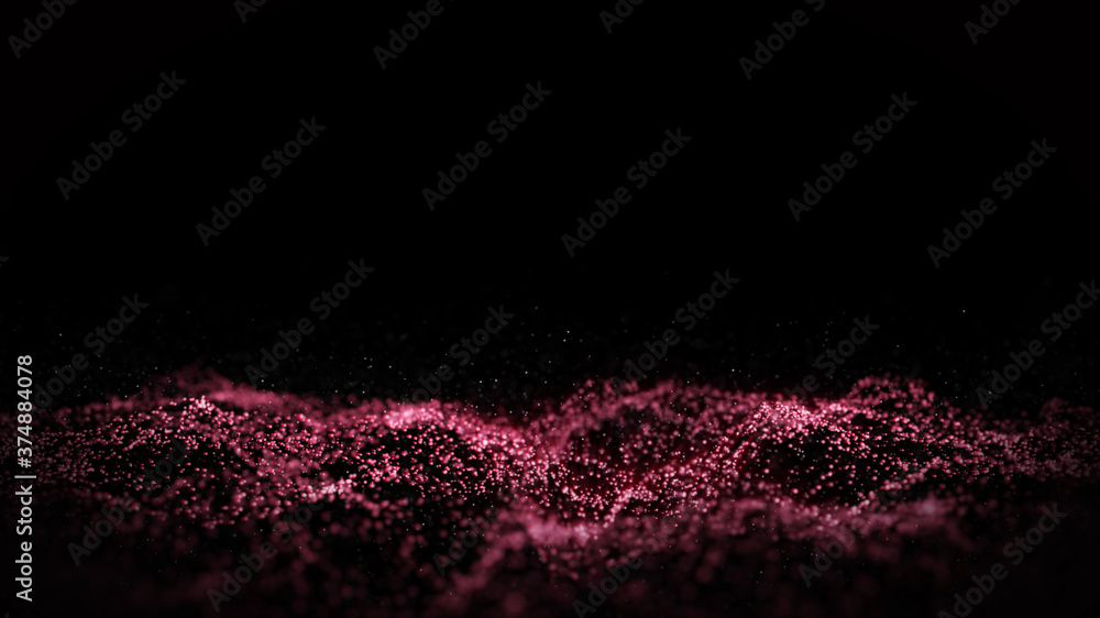 Poster particle background sparkling red has a bright shine sparkling, beautiful, glowing brightness of abs