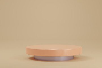 3d illustration pedestal,geometric pastel cylinder podium platform for cosmetic product presentation.Mock up design empty space. Abstract composition in pastel background modern style