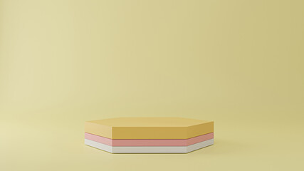 3d illustration pedestal,geometric pastel cylinder podium platform for cosmetic product presentation.Mock up design empty space. Abstract composition in background modern style