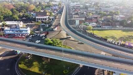 Naklejka premium Yogyakarta, Indonesia - August 21, 2020 : the atmosphere of the morning Jombor flyover