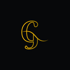 Initial Logo Letter G with gold color and black background