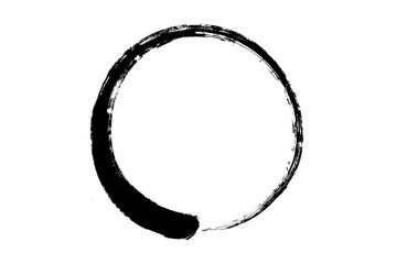 Zen circle symbols with brush paint textured on white background, graphic designer element - Vector - illustration