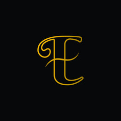Initial Logo Letter E with gold color and black background
