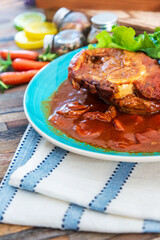 Beef stewed and Carrots potatoes with a wine sauce and herbs