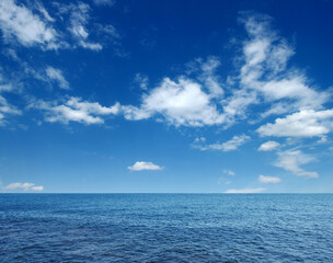 Blue sea with waves and sky