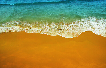 Top view of beautiful sand beach