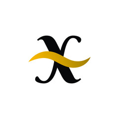Initial Logo Letter X with gold Stripes color and white background