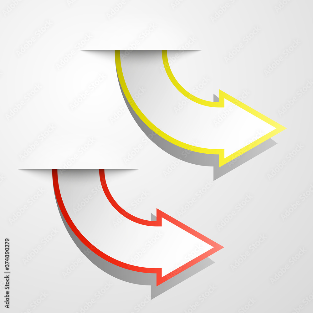Poster Round arrow banners set. Direct circle shape. 3d Abstract arrow background. Business infographic presentation diagram. Section compare service trend. Paper arrows index. Exact pointer banner