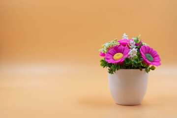 beautiful bouquet of flowers. flowers in a pot. artificial bouquet