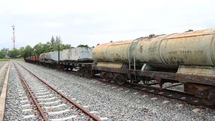 Fototapeta na wymiar freight train on the rails