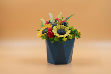 beautiful bouquet of flowers. flowers in a pot. artificial bouquet