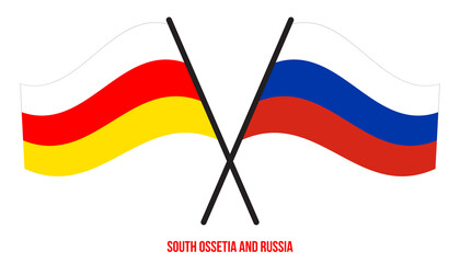 South Ossetia and Russia Flags Crossed And Waving Flat Style. Official Proportion. Correct Colors.